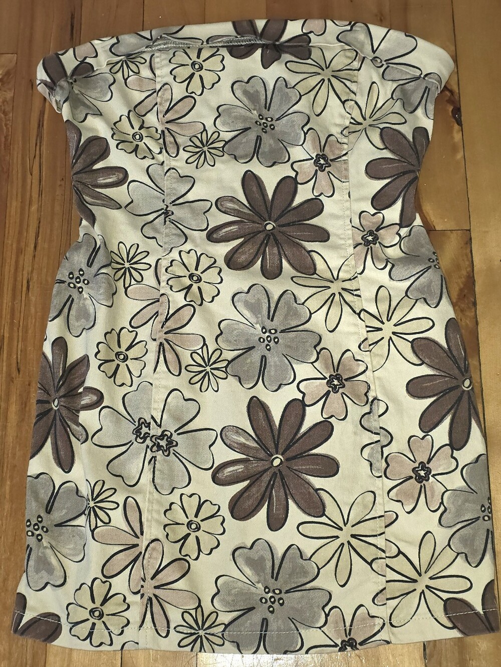 Bailey Rose Floral Strapless Mini Dress in Beige  and Brown Sz Medium